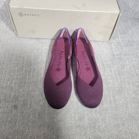 Rothy's The Flat Women's Size US 9 Fig Python Purple Round Toe Ballet Shoes - Picture 2 of 9